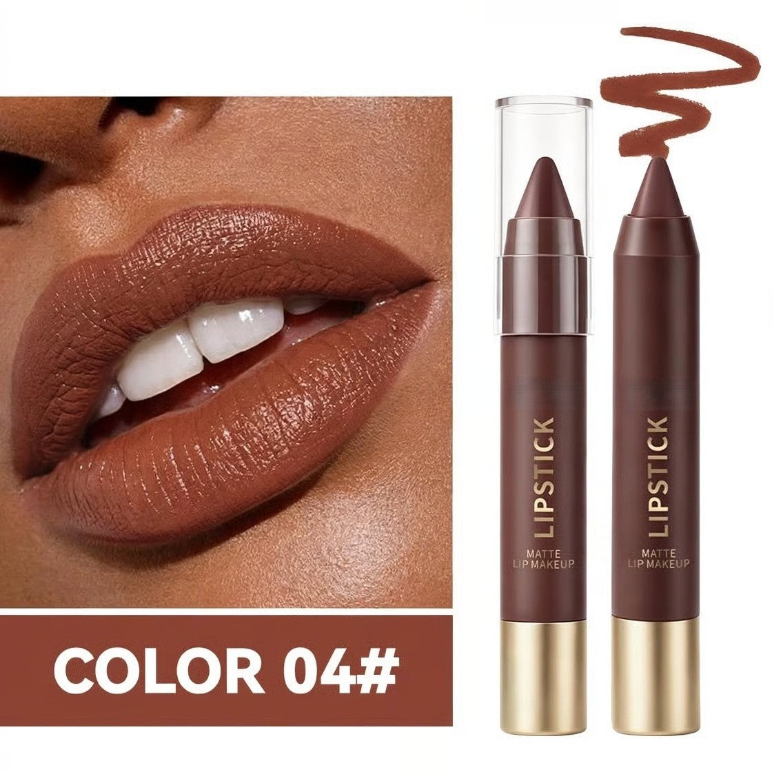 6er-Set langanhaltender matter brauner Lippenstift