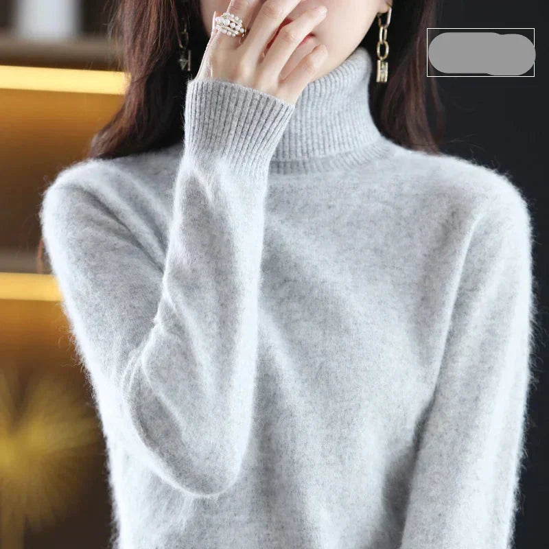 Hochgeschlossener Pullover aus 100% reinem Kaschmir für Herbst und Winter
