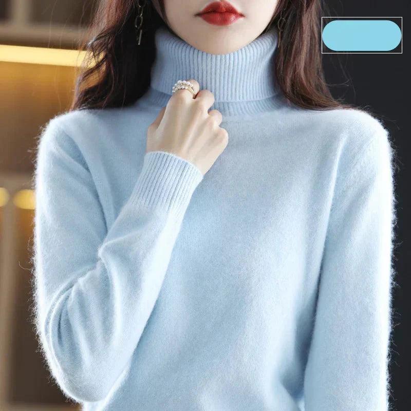 Hochgeschlossener Pullover aus 100% reinem Kaschmir für Herbst und Winter