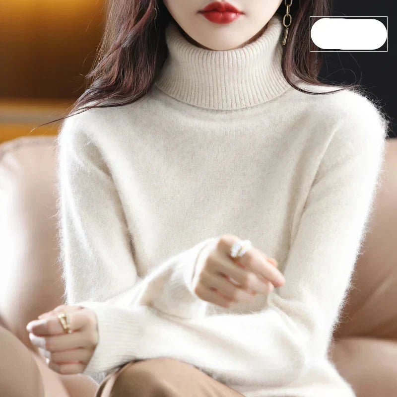 Hochgeschlossener Pullover aus 100% reinem Kaschmir für Herbst und Winter