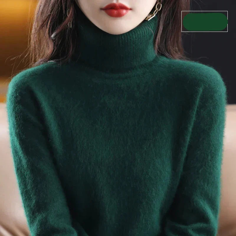 Hochgeschlossener Pullover aus 100% reinem Kaschmir für Herbst und Winter