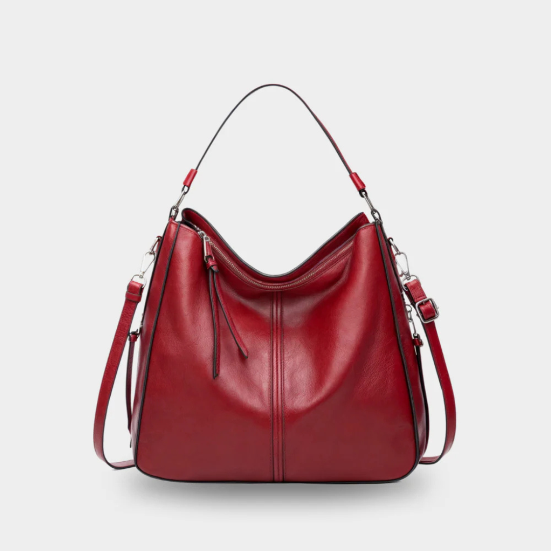 Leder Taschen Schultertasche groß aus veganem Leder mit Reißverschluss – Valesse Bag