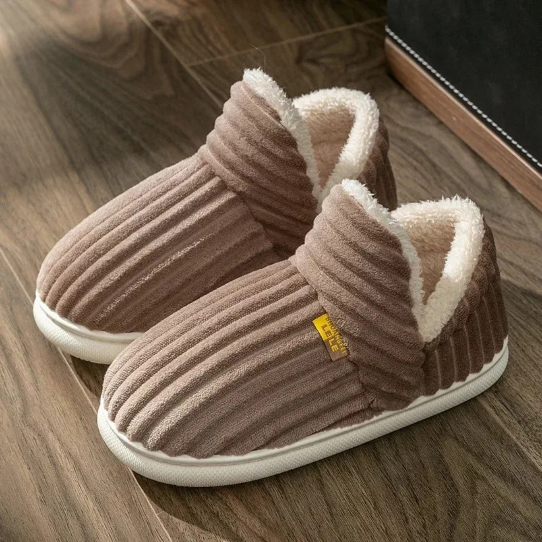 Flanell Hausschuhe Winter warm & rutschfest für Damen & Herren – CozyStripe