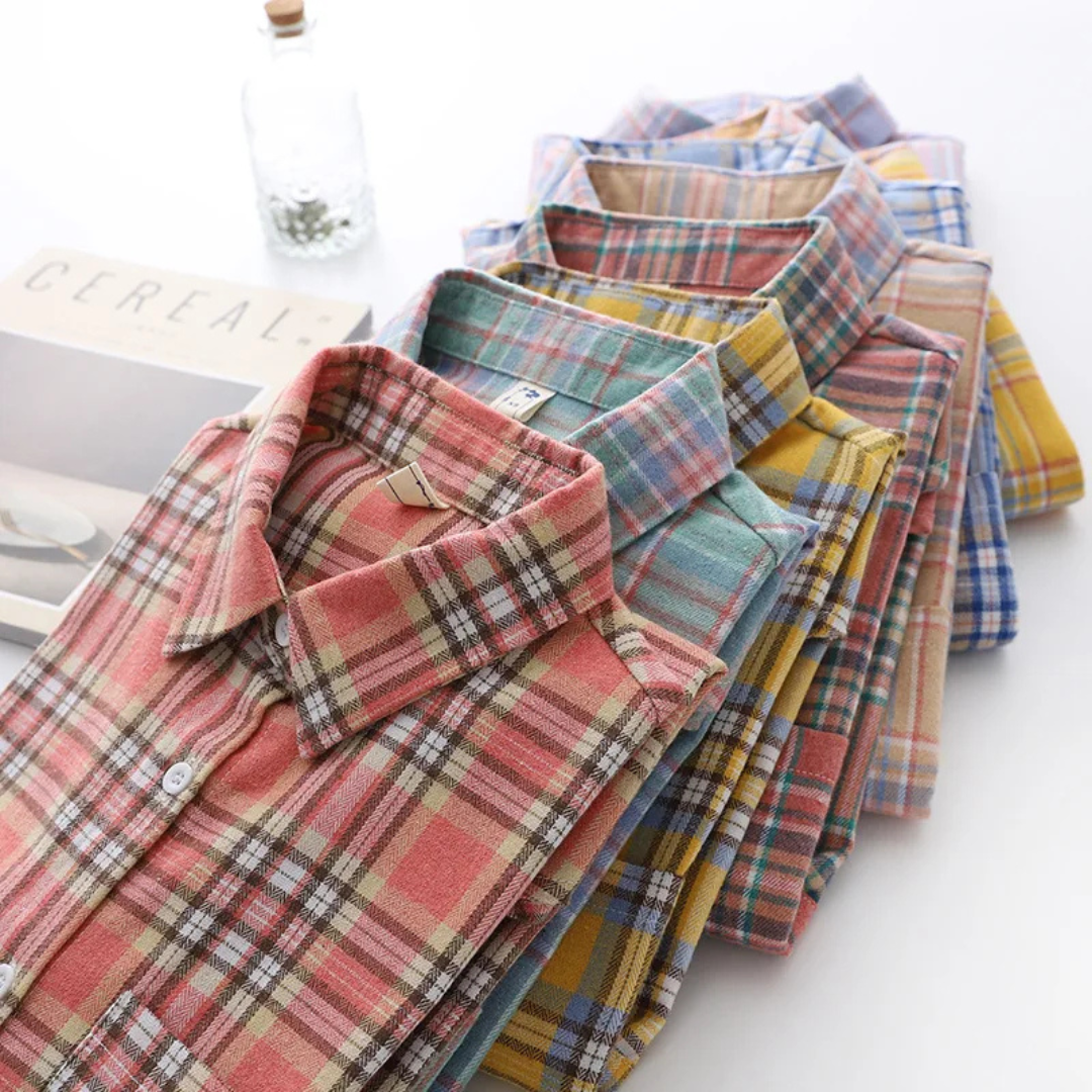 Flanell Bluse mit Karomuster & Baumwollmischung – Nordspur CozyPlaid