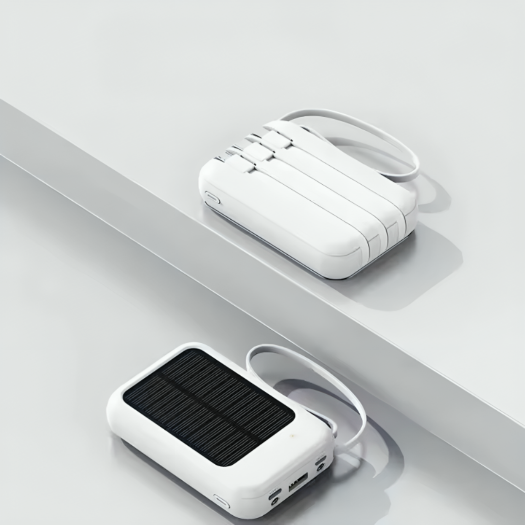 Solar Powerbank 10000 mAh mit LED & Kabeln – SunCharge Ultra