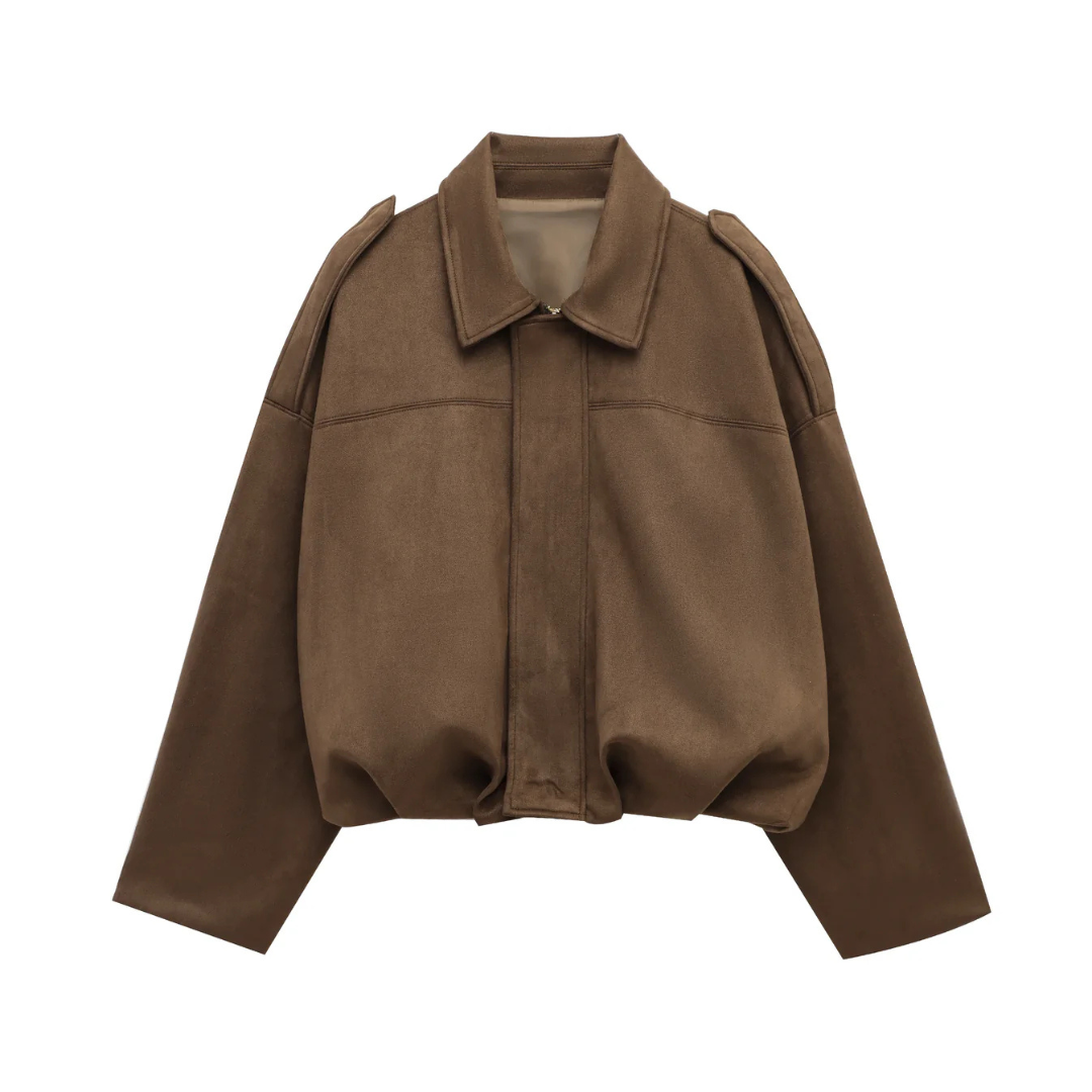 Wildleder Damen Bomberjacke mit Reißverschluss – VelvetAir Jacket