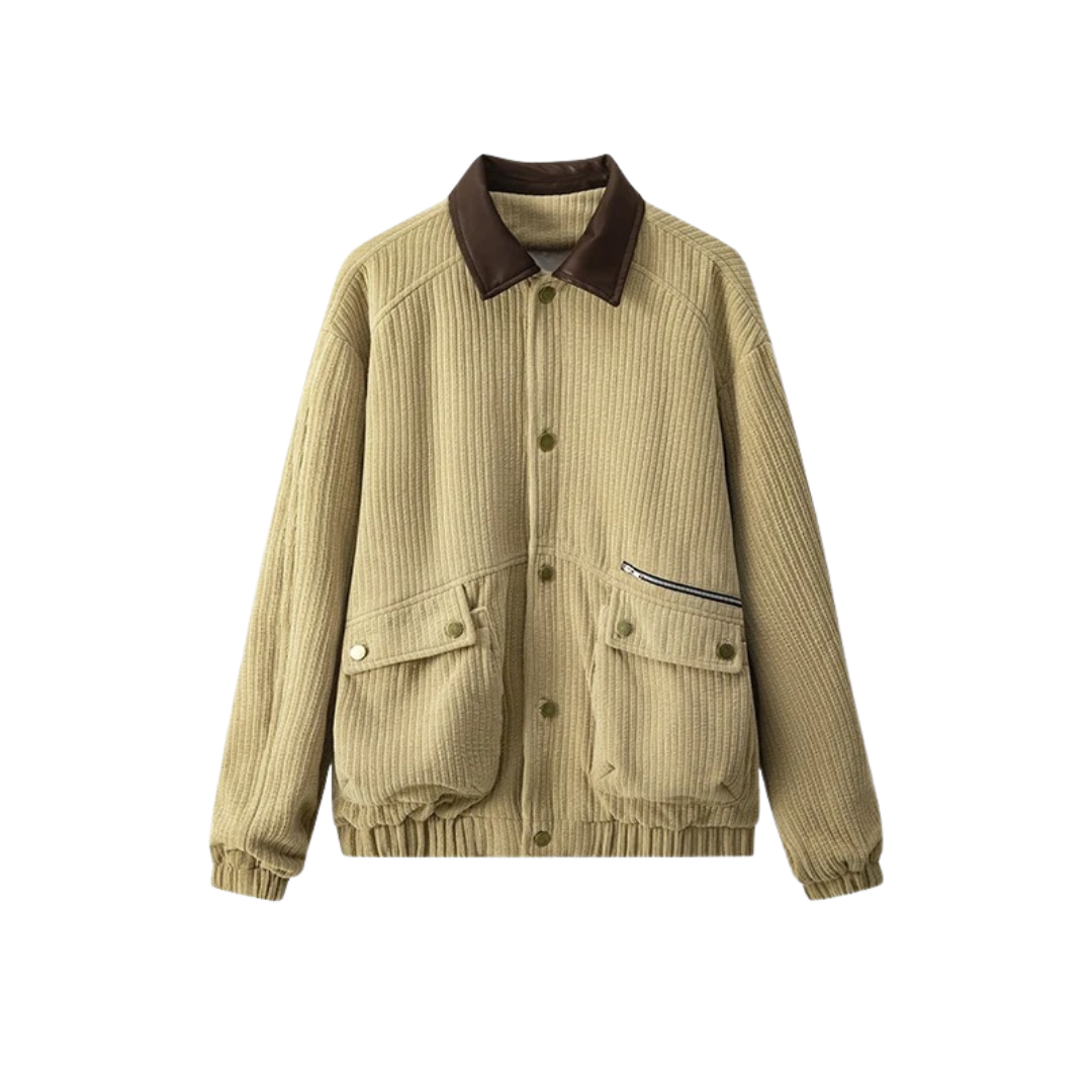 Jacke im Casual-Barn-Stil mit Lederkragen & Taschen – PFNW Heritage
