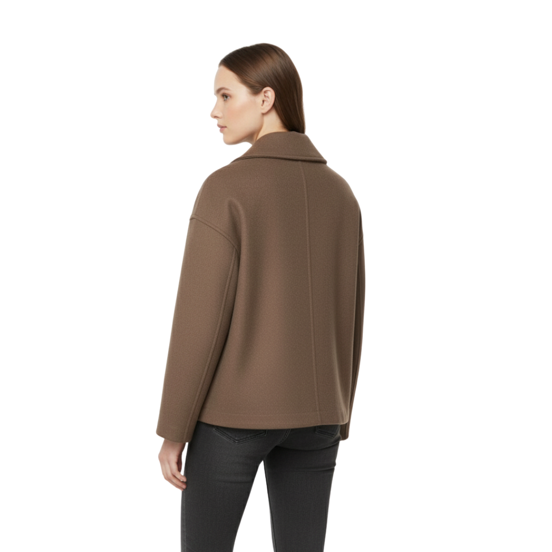 Damen Kurz geschnittener Wollmantel – Vintage Zweireihige Jacke