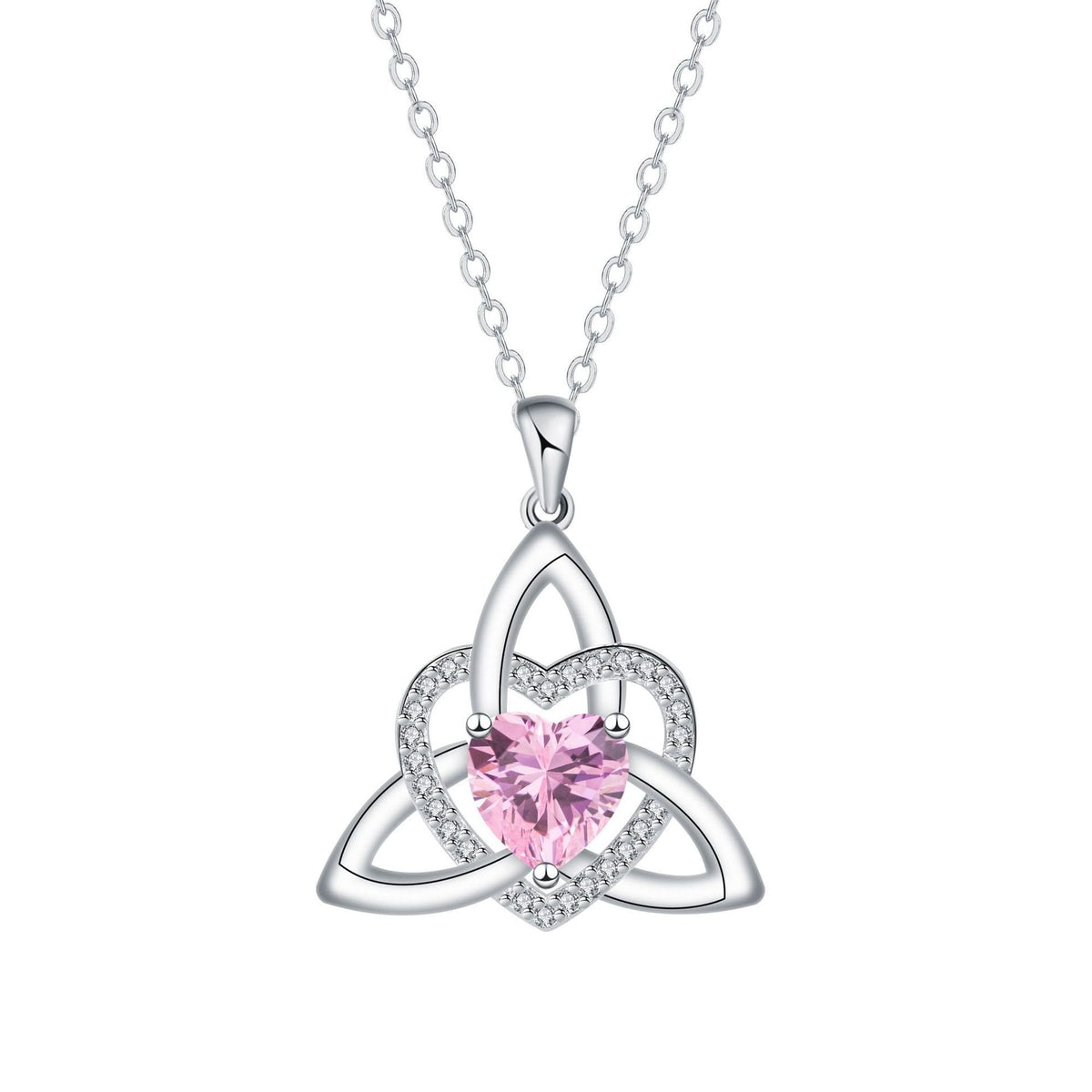 Geburtsstein Keltischer Trinity Knoten Herz Halskette Herzförmiger Keltischer Trinity Knoten Geburtsstein Anhänger
