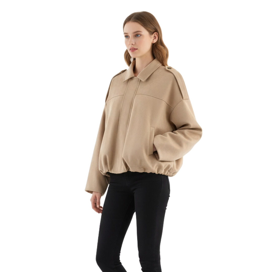 Damen Oversize Zip-Up Jacke – SoftFlow Urban Mantel