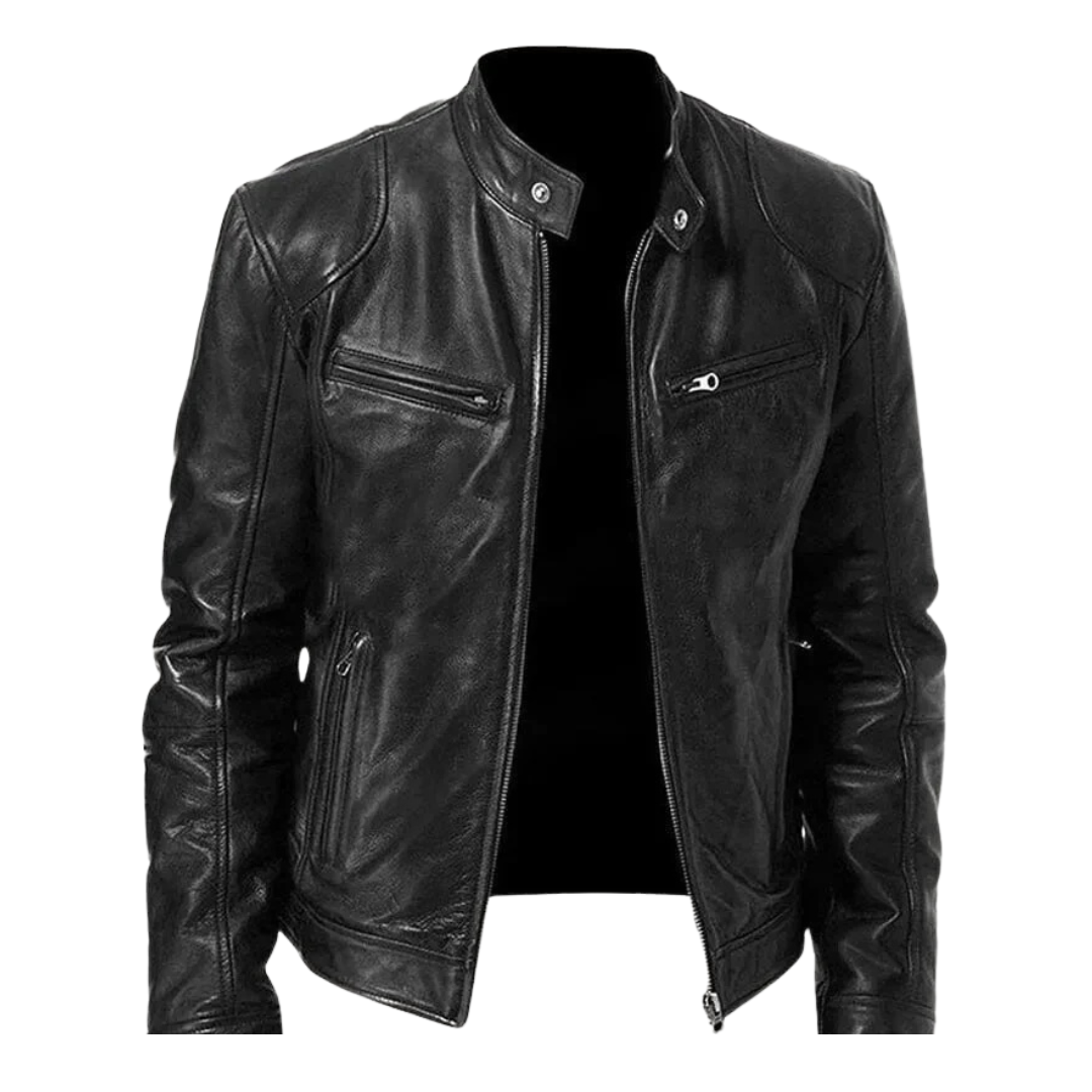 Lederjacke im Biker-Stil mit Reißverschlusstaschen – UrbanStoff Classic