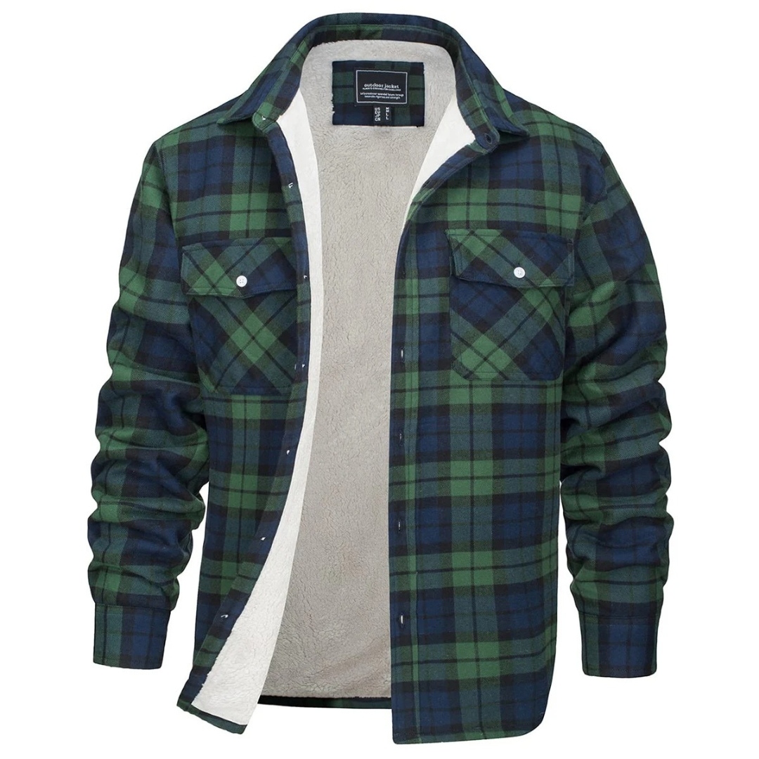 Sherpa Jacket – Herren Flanelljacke mit Fleecefutter & 3 Taschen | Warme Karo Overshirt-Jacke
