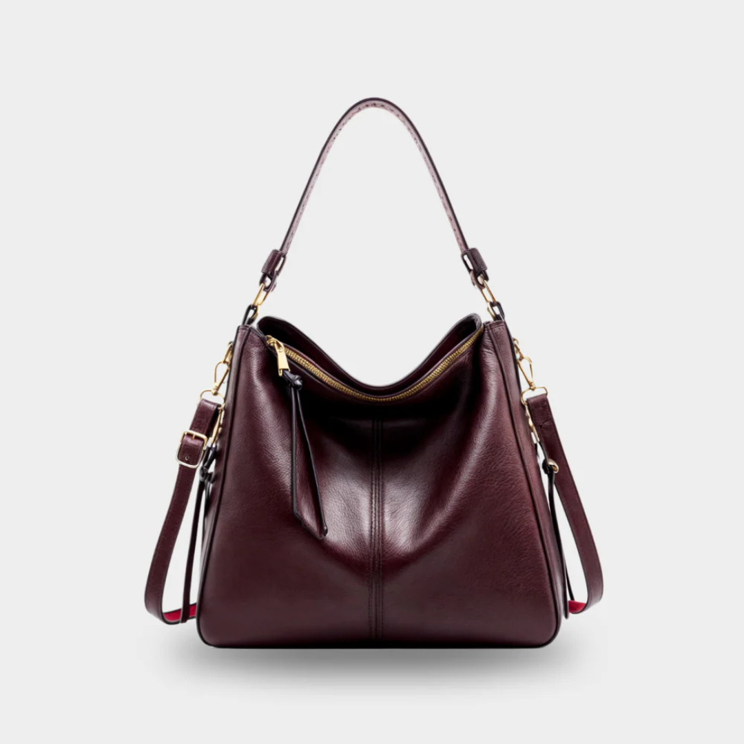 Leder Taschen Schultertasche groß aus veganem Leder mit Reißverschluss – Valesse Bag