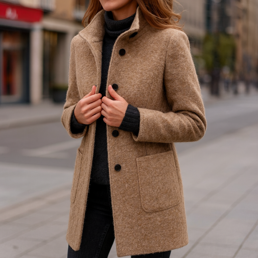 Eleganter Wintermantel Damen lang & warm im Woll-Look – Nordura Coat
