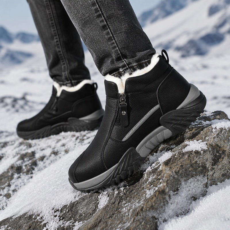 Herren Warme PU-Leder Casual Sneakers mit Reißverschluss