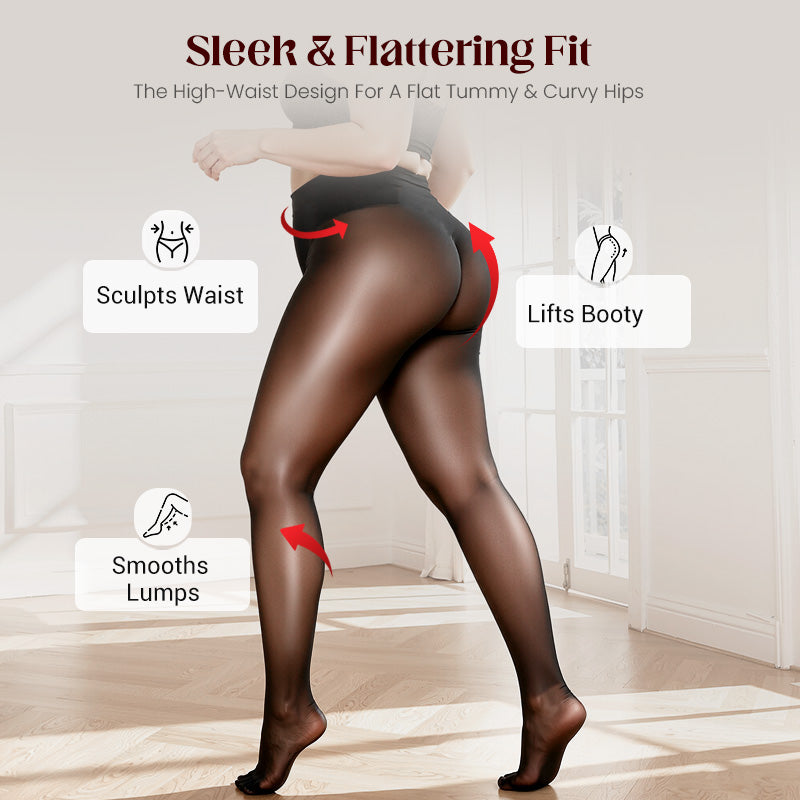 Transparente High-Waist Glänzende Durchsichtige Strumpfhose für Damen - Durchsichtig & Bequem