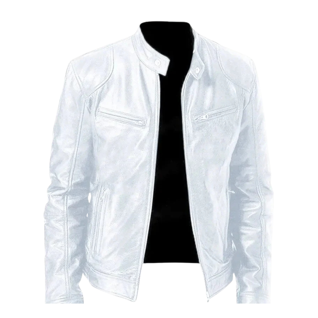 Lederjacke im Biker-Stil mit Reißverschlusstaschen – UrbanStoff Classic