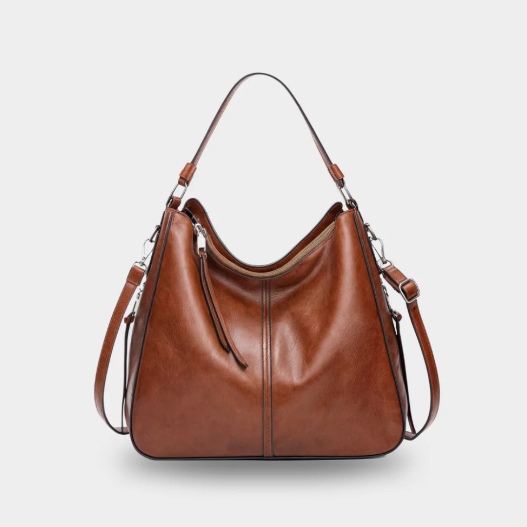 Leder Taschen Schultertasche groß aus veganem Leder mit Reißverschluss – Valesse Bag