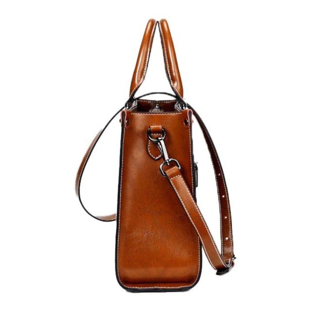 Ledertasche Damen Tote mit Schulterriemen & Innenfächern – Verona Classic Bag