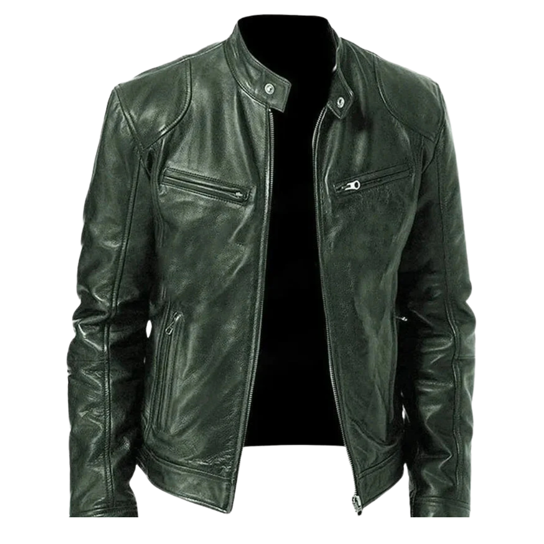 Lederjacke im Biker-Stil mit Reißverschlusstaschen – UrbanStoff Classic