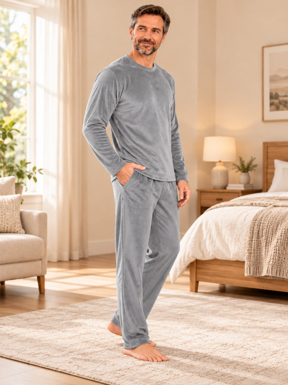 Herren Kuscheliges Thermo-Samt-Pyjama-Set