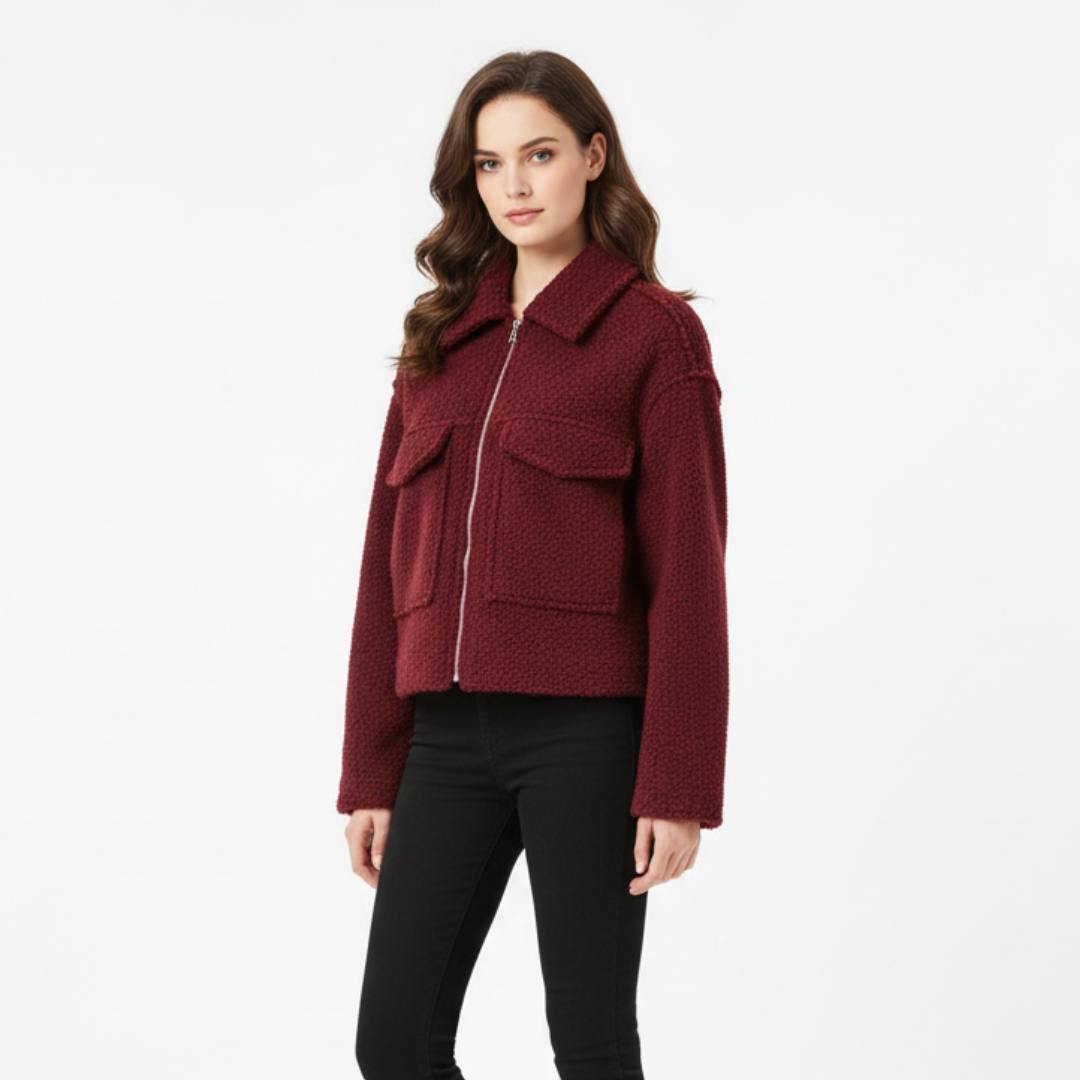 Damen Oversize Zip-Up Jacke – SoftFlow Urban Mantel