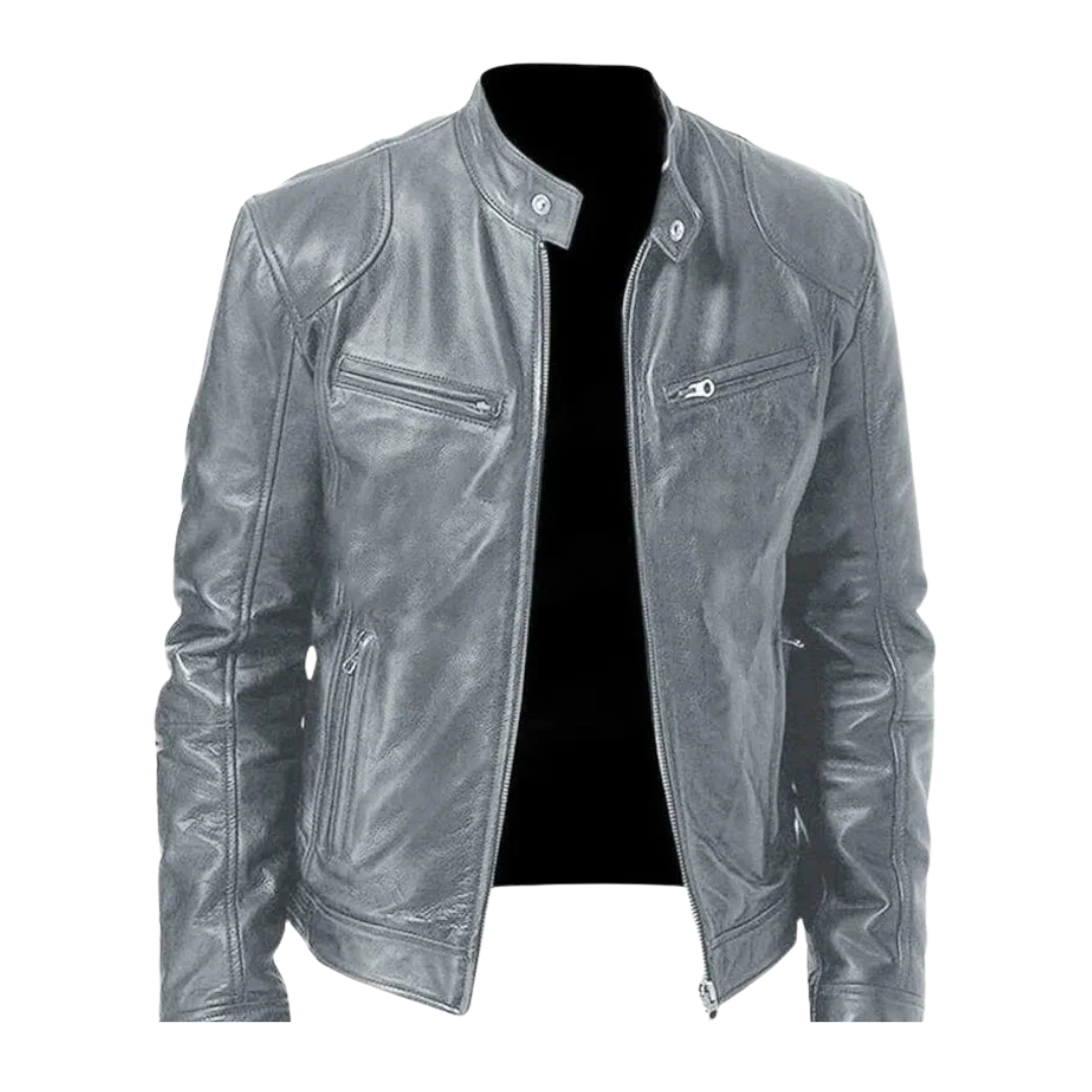 Lederjacke im Biker-Stil mit Reißverschlusstaschen – UrbanStoff Classic
