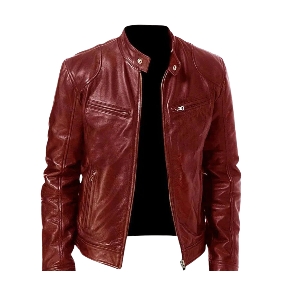 Lederjacke im Biker-Stil mit Reißverschlusstaschen – UrbanStoff Classic