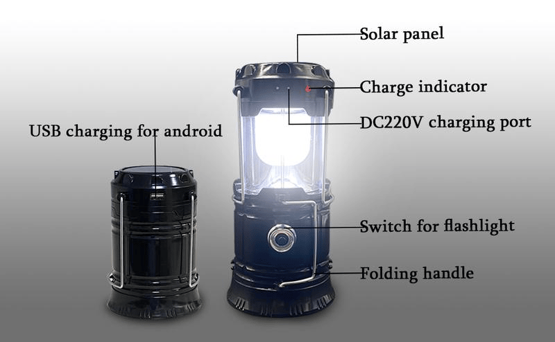 Zusammenklappbare LED Campinglampen Leicht Wasserdicht Solar