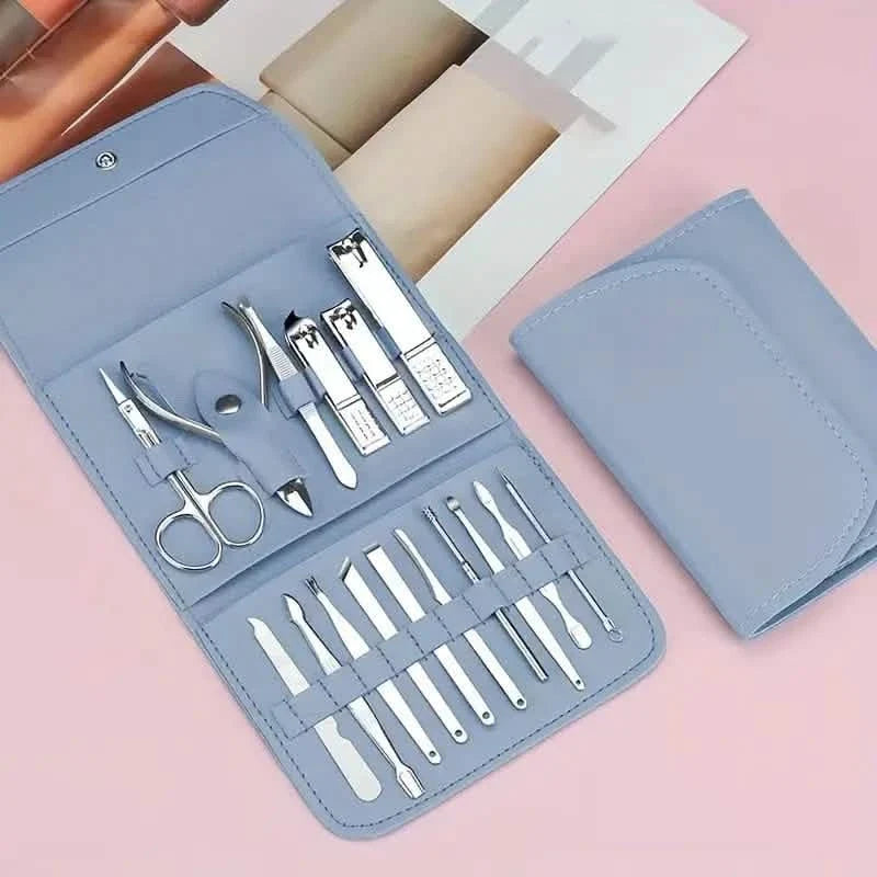 16-teiliges Nagelknipser Maniküre-Set mit tragbarer Reisetasche