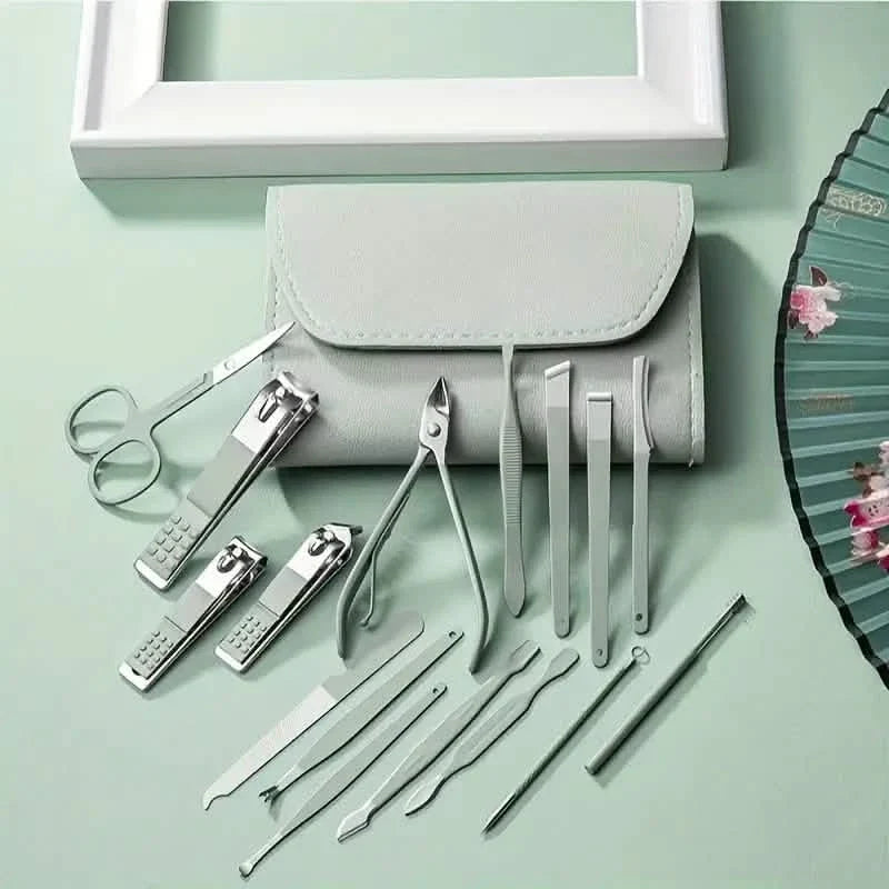 16-teiliges Nagelknipser Maniküre-Set mit tragbarer Reisetasche