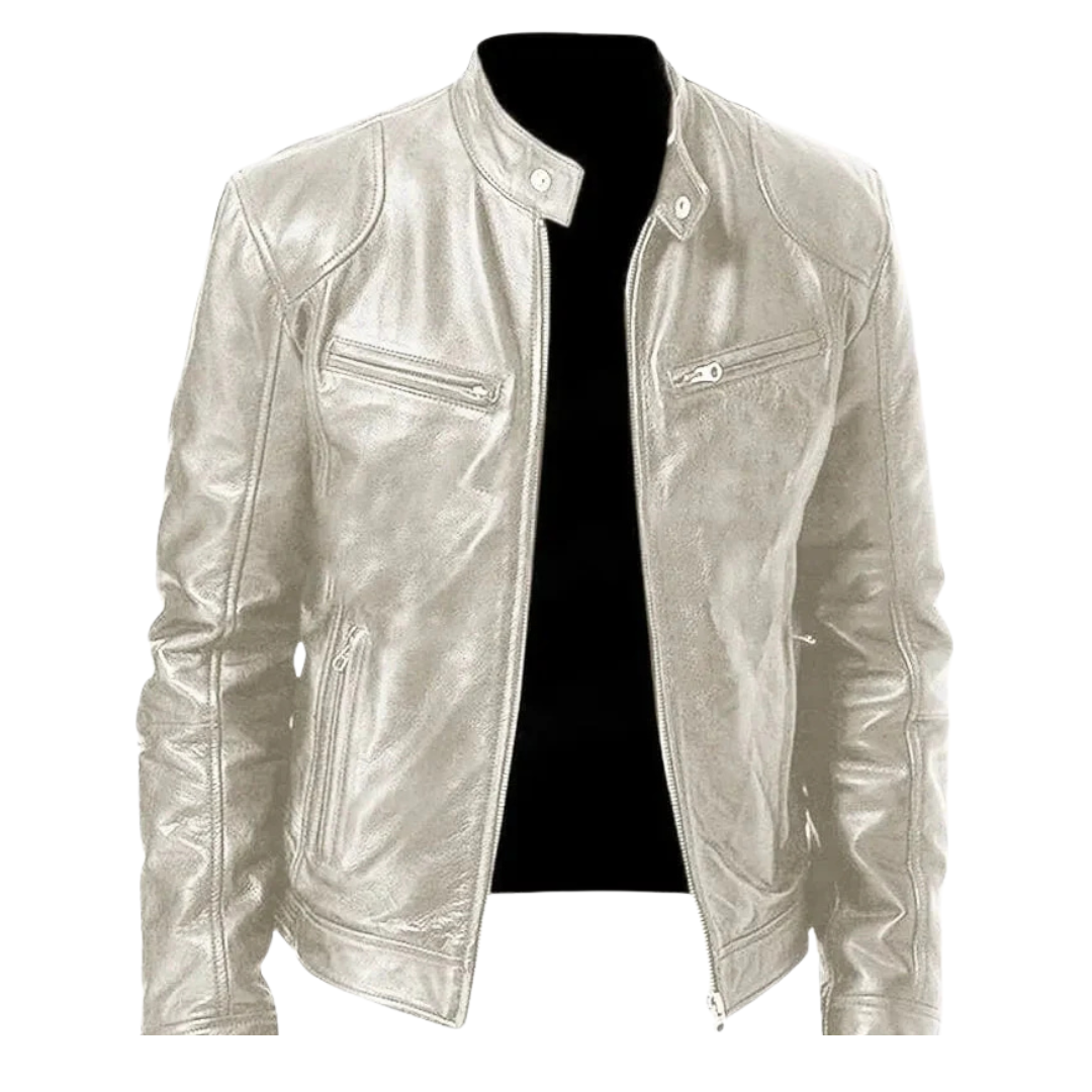 Lederjacke im Biker-Stil mit Reißverschlusstaschen – UrbanStoff Classic