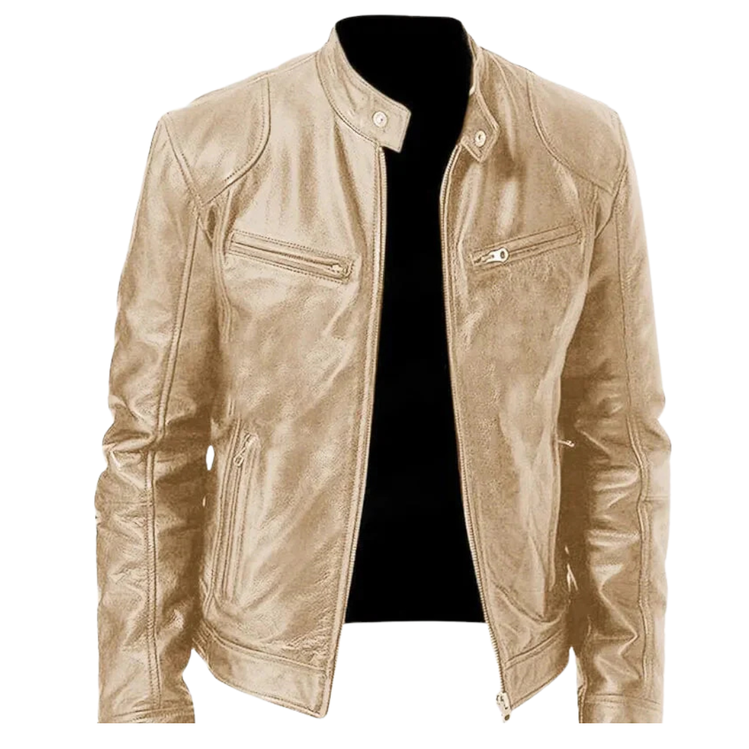 Lederjacke im Biker-Stil mit Reißverschlusstaschen – UrbanStoff Classic