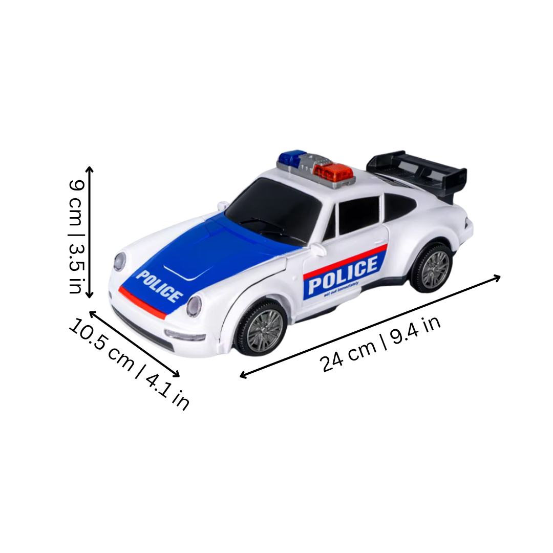 Verwandelnder Polizeiauto-Roboter mit Lichtern