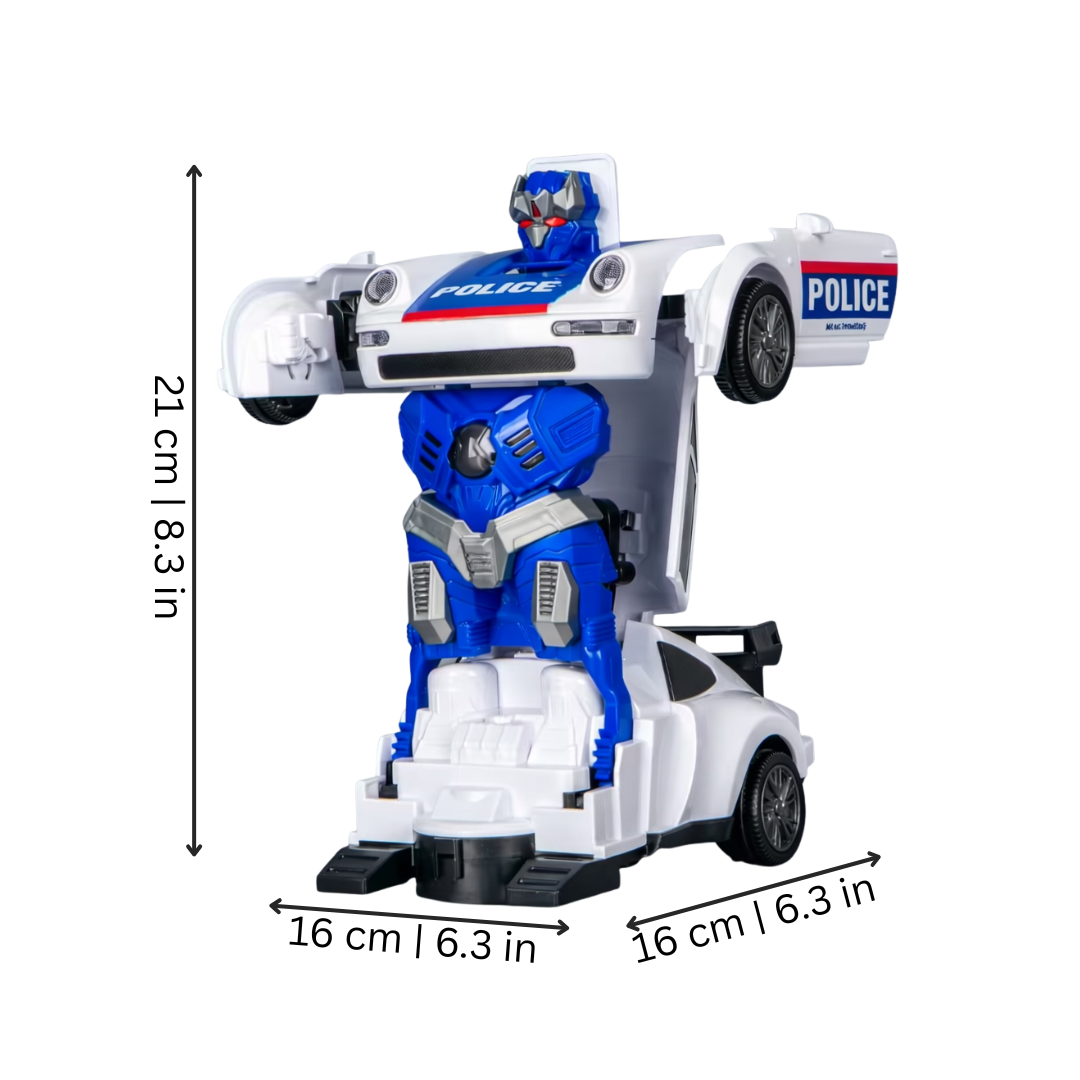 Verwandelndes Polizeiauto-Roboter mit Lichtern und Action-Spiel