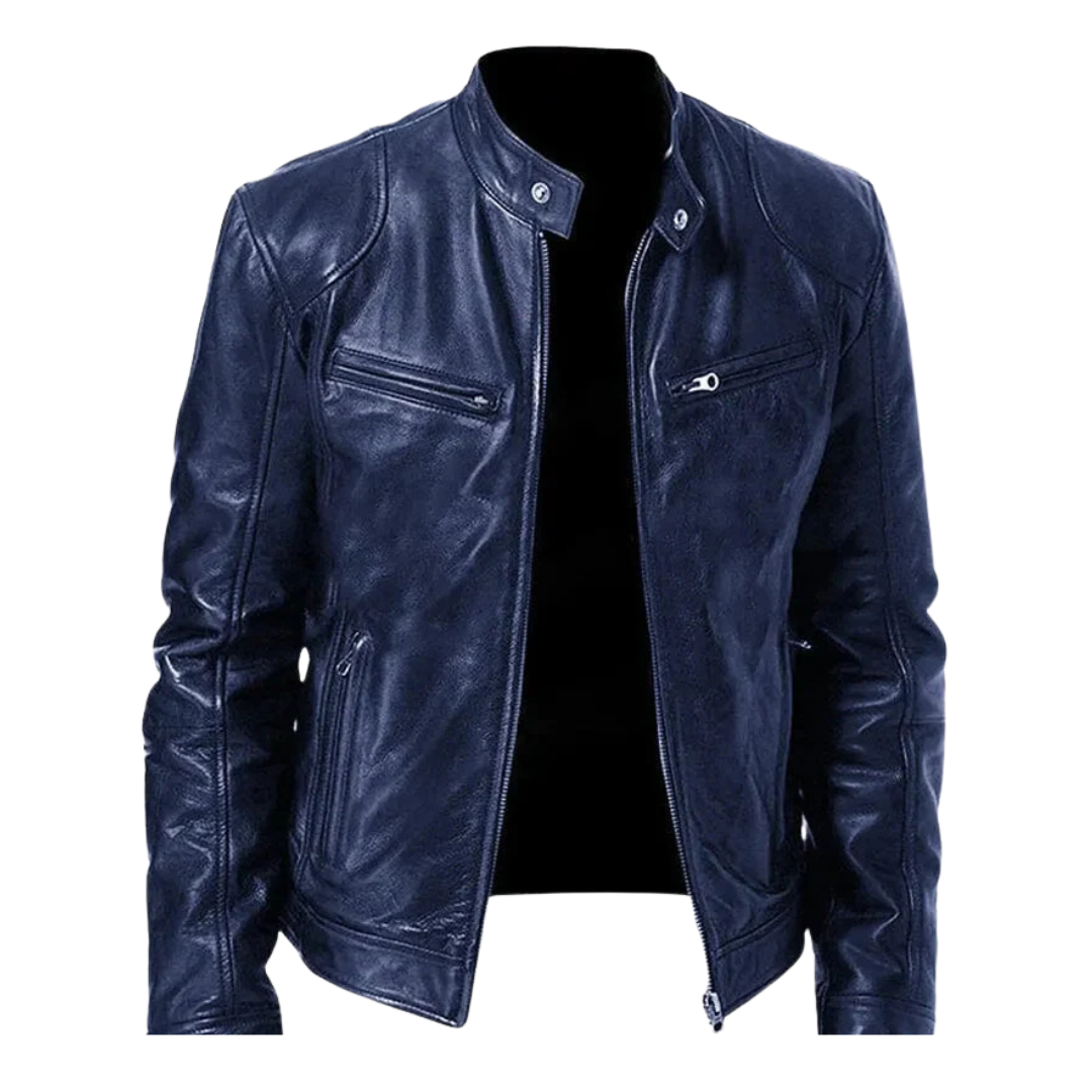 Lederjacke im Biker-Stil mit Reißverschlusstaschen – UrbanStoff Classic