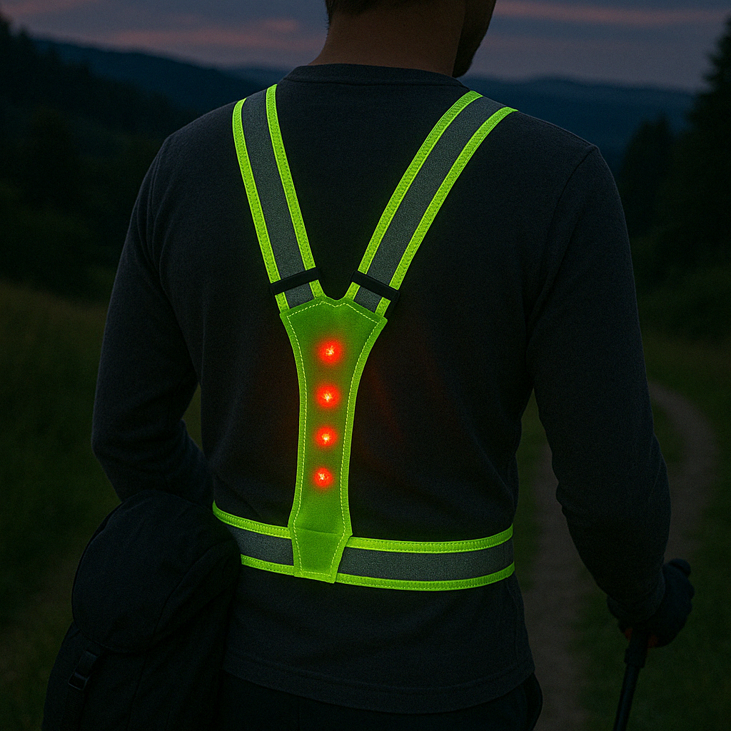 LED Sicherheitsweste mit Reflektor & Blinklicht – SafeBeam Pro