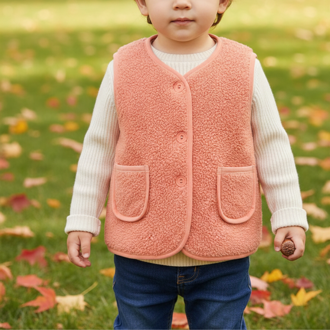 Weste für Kinder mit Reißverschluss & Tasche – CozyBear Vest