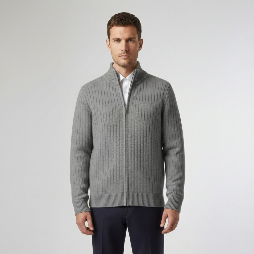 Nordspur | Merino-Strickjacke mit durchgehendem Reißverschluss