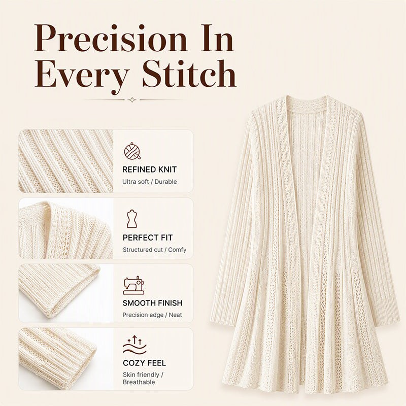 Elegante strukturierte offene Strickjacke – weich, mühelos und leicht zu stylen