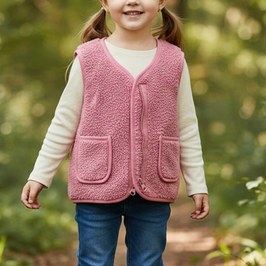 Weste für Kinder mit Reißverschluss & Tasche – CozyBear Vest