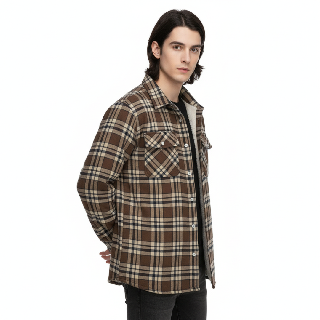 Sherpa Jacket – Herren Flanelljacke mit Fleecefutter & 3 Taschen | Warme Karo Overshirt-Jacke