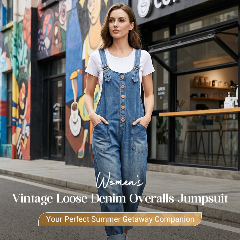 Damen Relaxed-Fit Denim-Latzhose mit tiefen Taschen