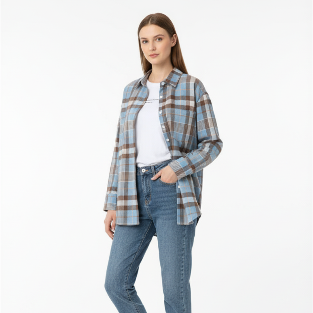 Flanellbluse mit Karomuster | Weiche Overshirt-Bluse für Damen