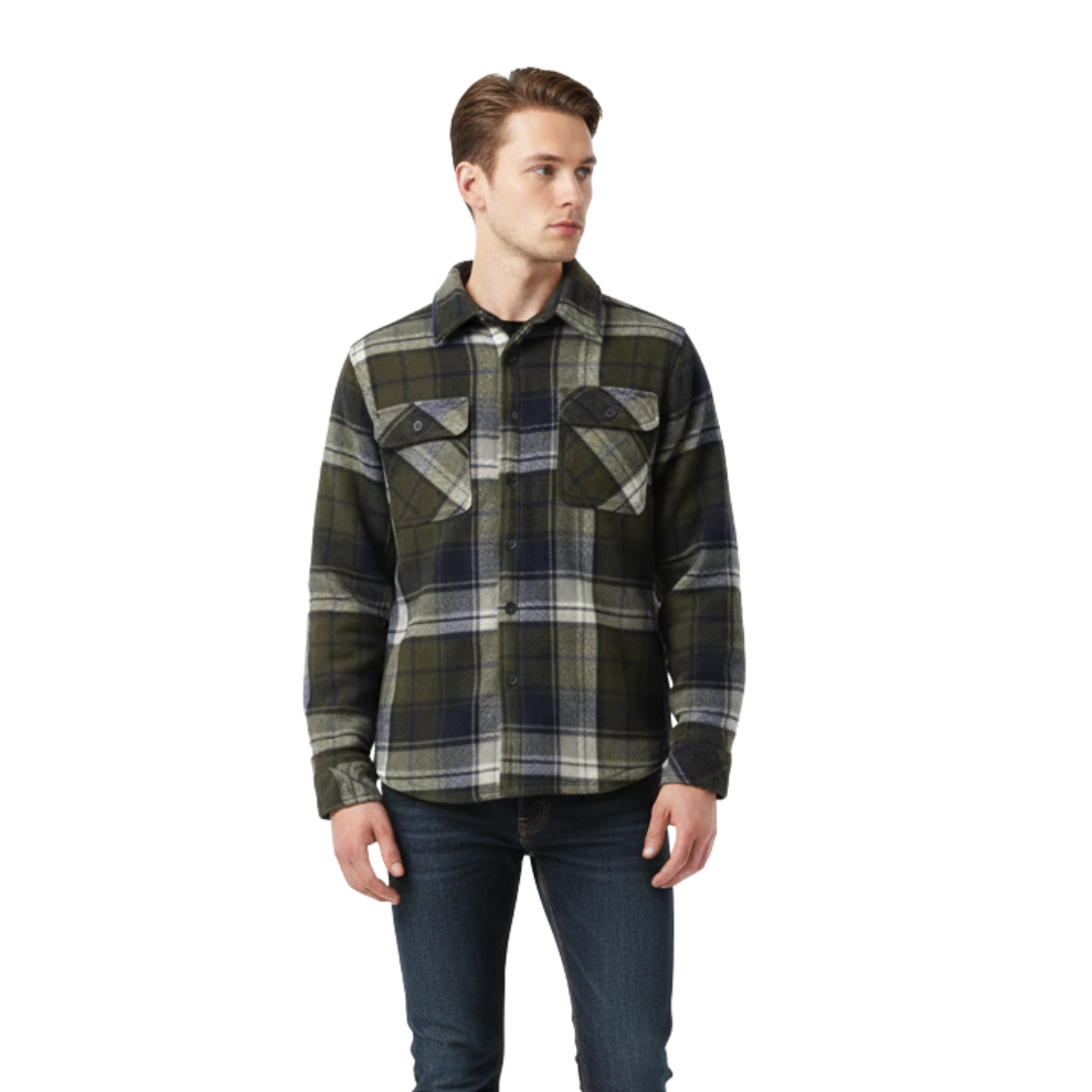 Herren Flanelljacke mit Fleecefutter & Karomuster | Warme Winter Overshirt-Jacke