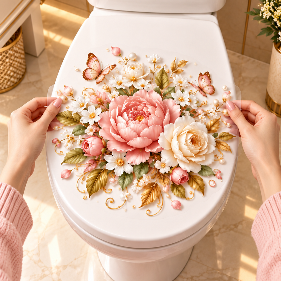 Tier- & Blumen-WC-Aufkleber – 5 charmante Designs für elegante Badezimmerdekoration