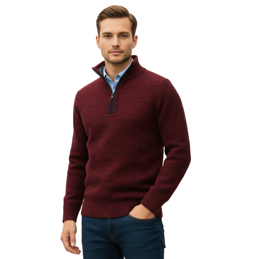 Nordspur | MerinoEdge Strickpullover mit Halb-Reißverschluss