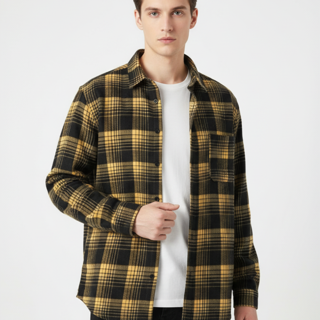Herren Flanellhemd mit Karomuster & Oversized Fit | Weiches Holzfällerhemd