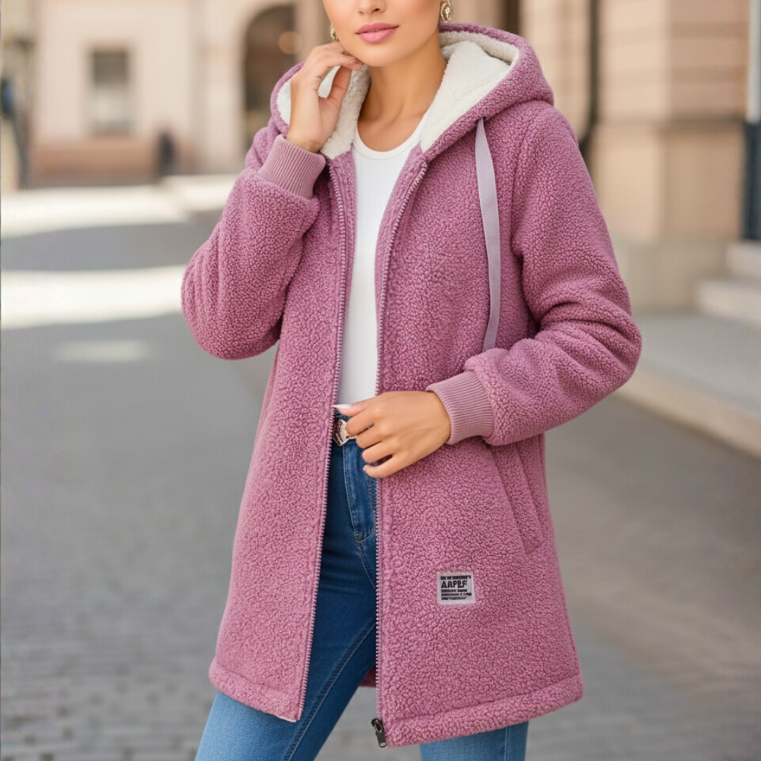 Damen Fleecejacke mit Kapuze & Taschen – CozyWarm Birgitta