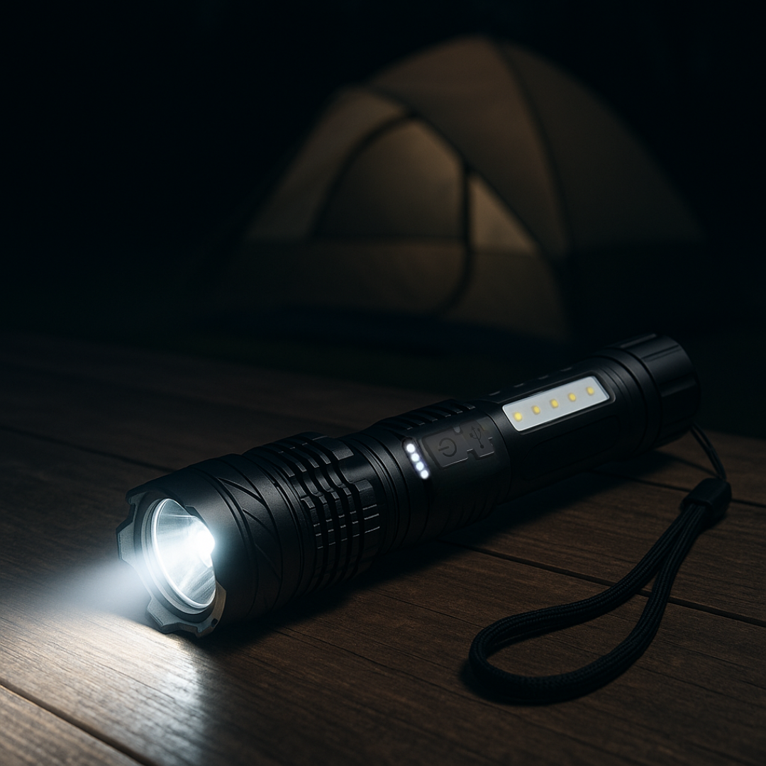 LED Taschenlampe XHP50 mit Seitenlicht – PowerBeam ZoomX